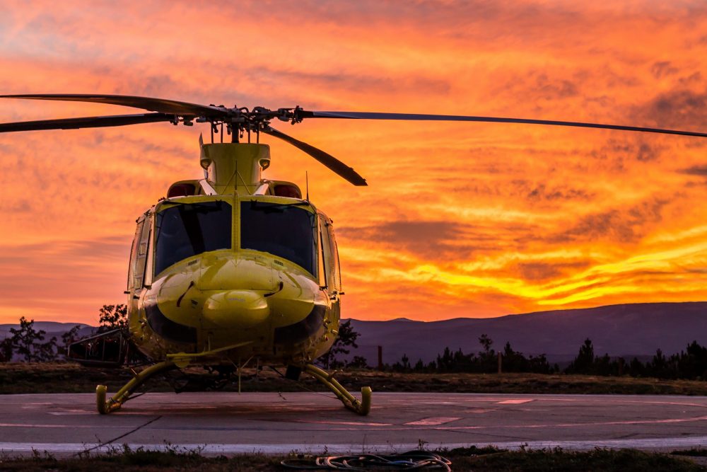 Helicopter on a sunset