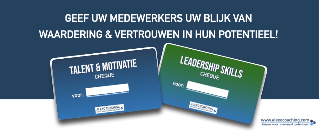 Talent Motivatie Leiderschapskills cheques van Alexo Coaching